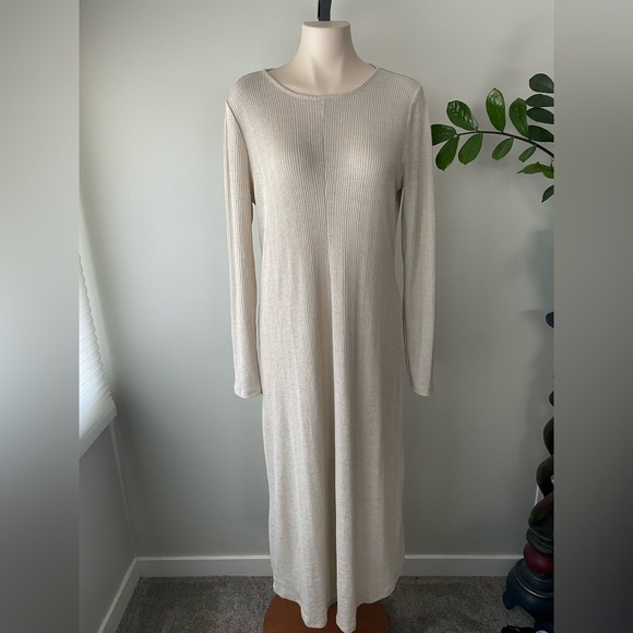 Topshop Maternity Maxi Ribbed Dress Long Sleeve Cream Size 12 Large - Picture 8 of 12